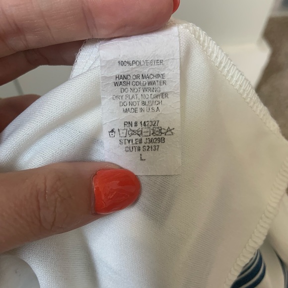 Blue and White Striped Jumpsuit with Ruffled Shoulders and Tie Waist - Picture 8 of 13